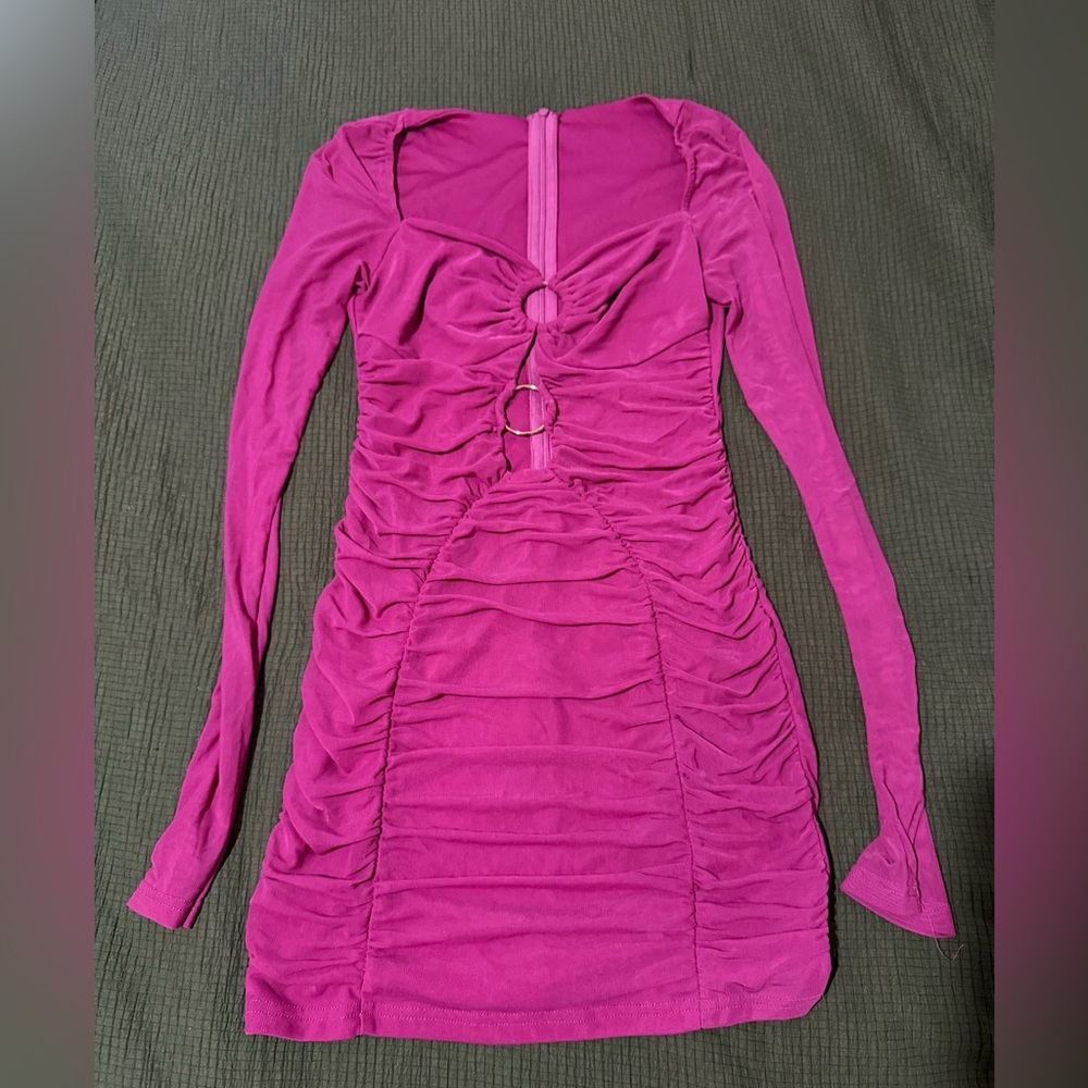 Elegant Pink Ruched Mini Dress